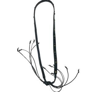 LEATHER Studded narrow tie belt 35 in